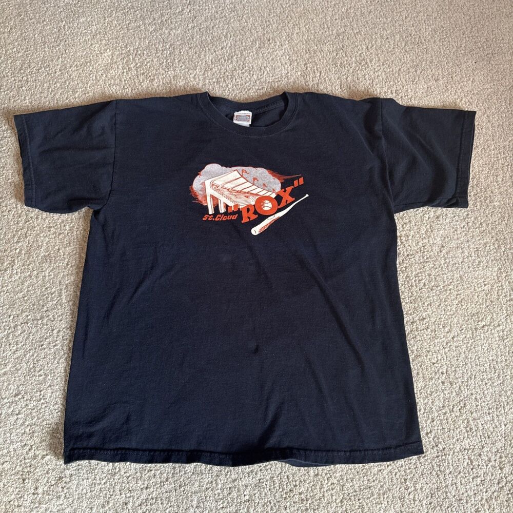 Ebbets Field Flannels St Cloud Rox T Shirt Black | Men's Large